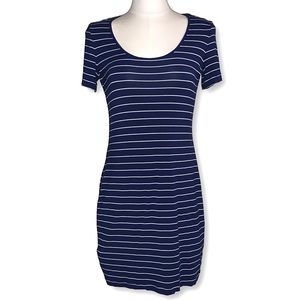 Calvin Klein Navy White Striped T Shirt Dress 8
